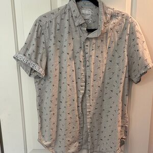 Gray Birds Men's Button Up Shirt